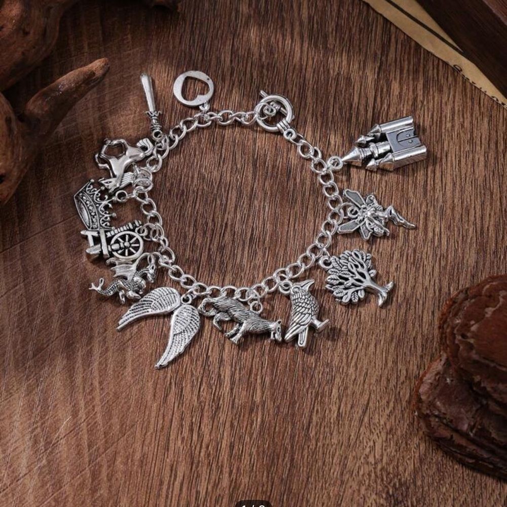 Fairytale, Cottagecore Fairycore Silver Tone Charm Bracelet, Engraved, Fairies,